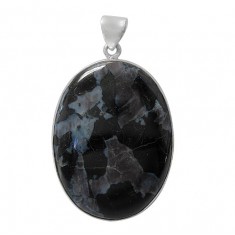 Oval Indigo Gabbro Pendant, Sterling Silver